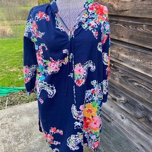 Ralph Lauren Blue Tropical Floral Swim Coverup